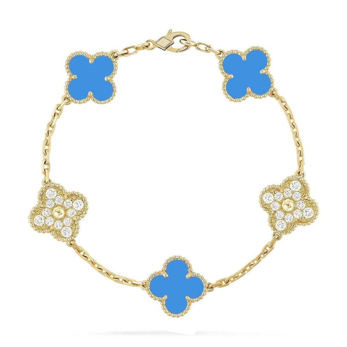 [Regal Jewels]CLOVER 5 MOTIF BLUE AGATE BRACELET COLLECTION