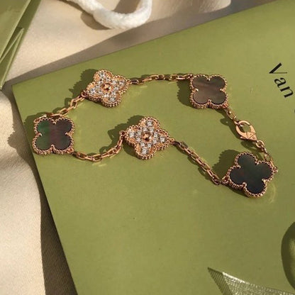 [Regal Jewels]CLOVER 5 MOTIF GRAY MOP BRACELET COLLECTION
