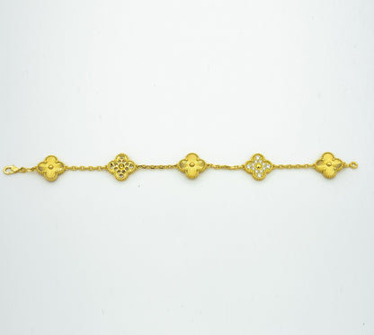 [Regal Jewels]CLOVER BRACELET 5 MOTIFS GOLD DIAMOND