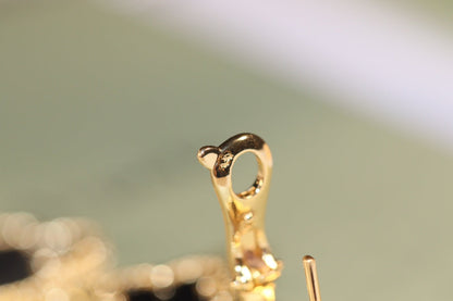 [Regal Jewels]CLOVER EARRINGS GOLD ONYX MOP 3 MOTIF