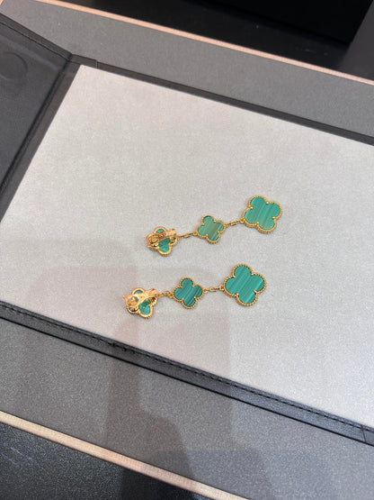 [Regal Jewels]CLOVER MALACHITE 3 MOTIFS GOLD