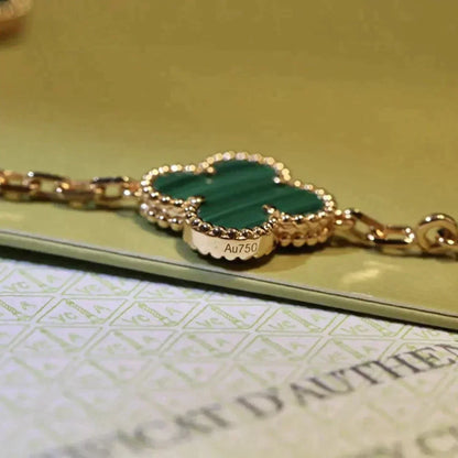 [Regal Jewels]CLOVER 5 MOTIF MALACHITE BRACELET COLLECTION