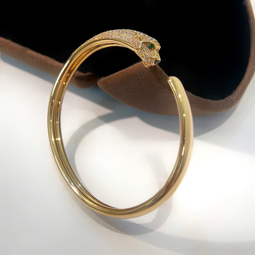 [Regal Jewels]PANTHERE GOLD DIAMOND OPEN BRACELET