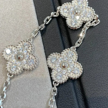 [Regal Jewels]CLOVER 5 MOTIFS  DIAMOND BRACELET SILVER