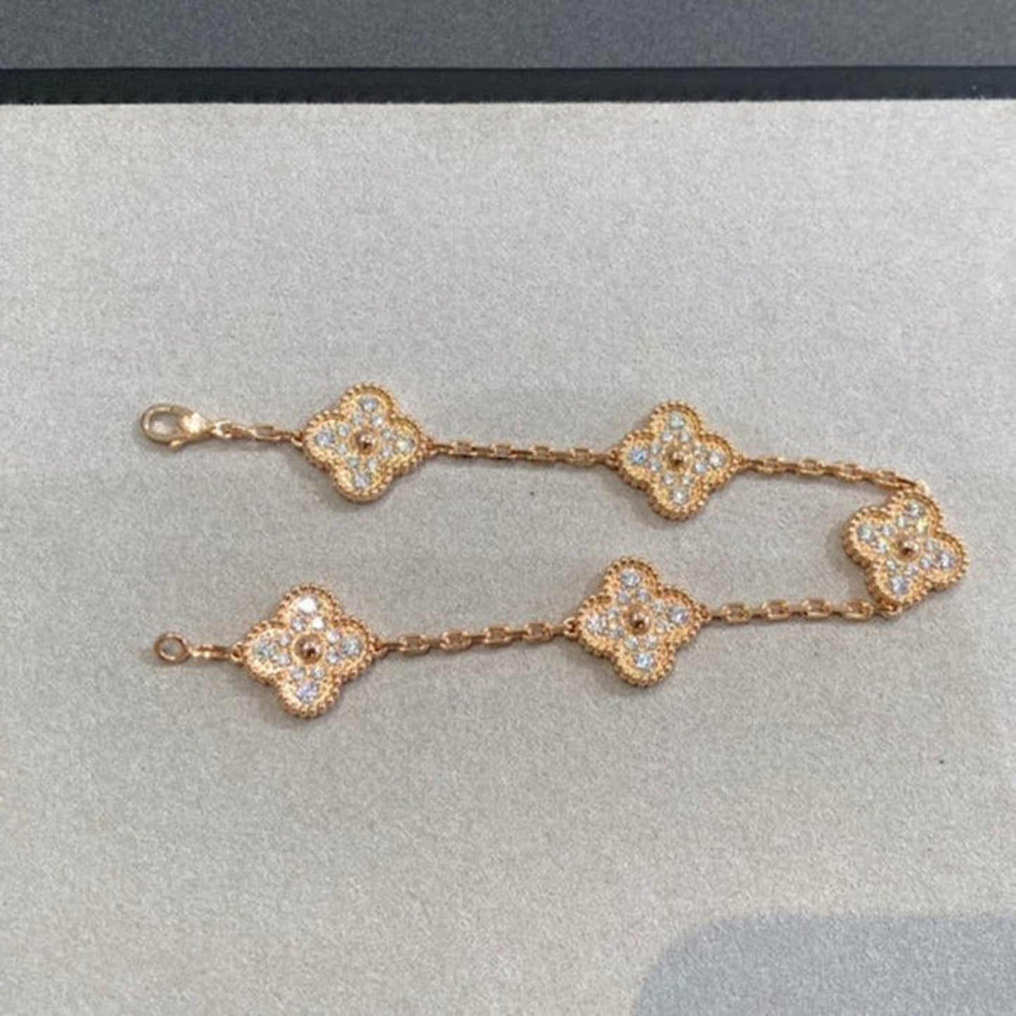 [Regal Jewels]CLOVER 5 MOTIFS  FULL DIAMOND BRACELET