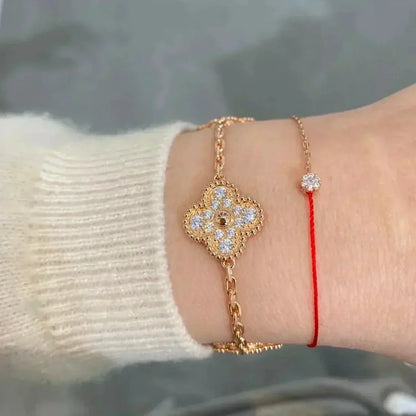 [Regal Jewels]CLOVER 5 MOTIFS  FULL DIAMOND BRACELET