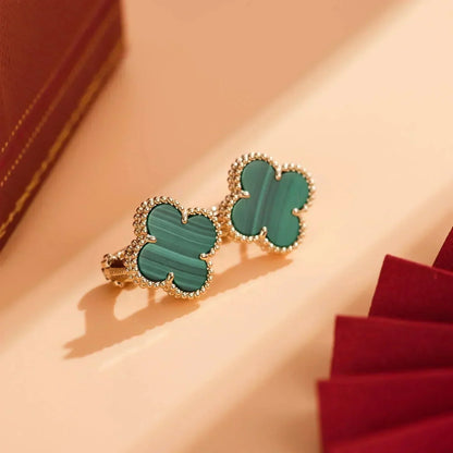 [Regal Jewels]CLOVER MEDIUM 1 MOTIFS MALACHITE  EARRINGS