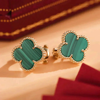 [Regal Jewels]CLOVER MEDIUM 1 MOTIFS MALACHITE  EARRINGS