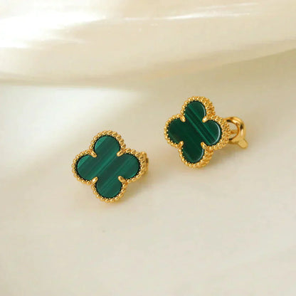 [Regal Jewels]CLOVER MEDIUM 1 MOTIFS MALACHITE  EARRINGS