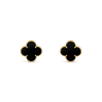 [Regal Jewels]CLOVER MEDIUM 1 MOTIFS  ONYX STUD EARRINGS