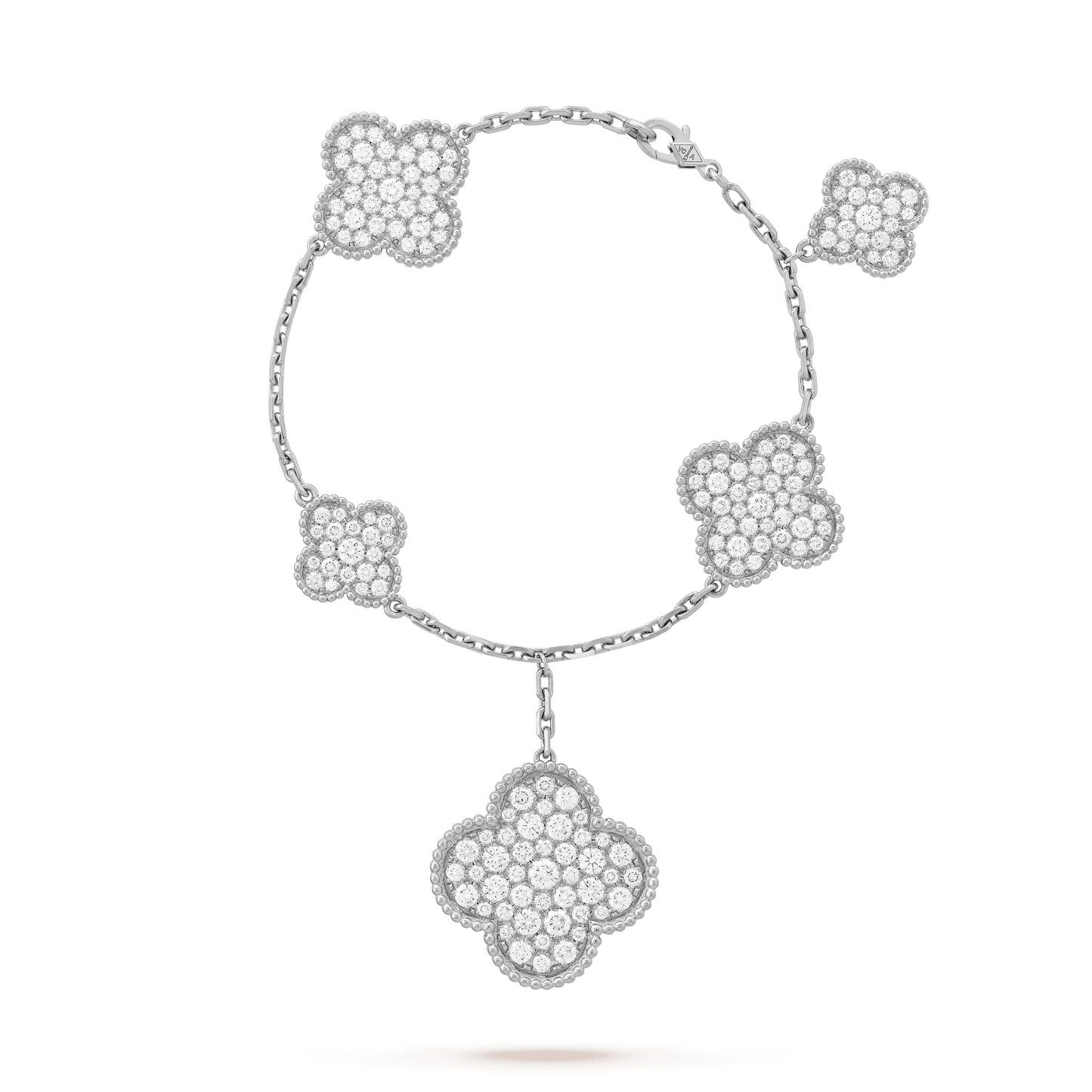 [Regal Jewels]CLOVER 6 MOTIFS SILVER DIAMOND BRACELET