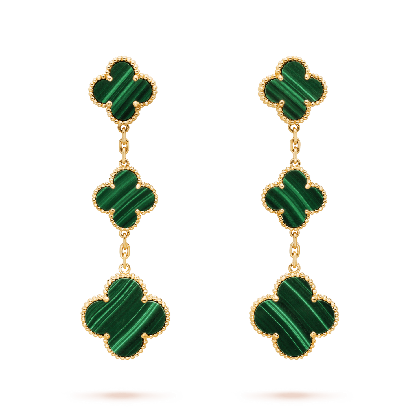 [Regal Jewels]CLOVER MALACHITE 3 MOTIFS GOLD