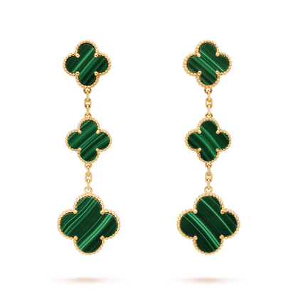 [Regal Jewels]CLOVER MALACHITE 3 MOTIFS GOLD