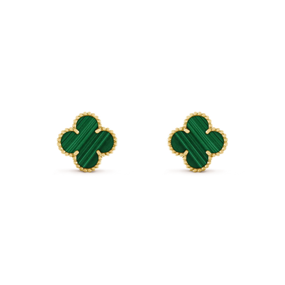 [Regal Jewels]CLOVER MEDIUM 1 MOTIFS MALACHITE  EARRINGS