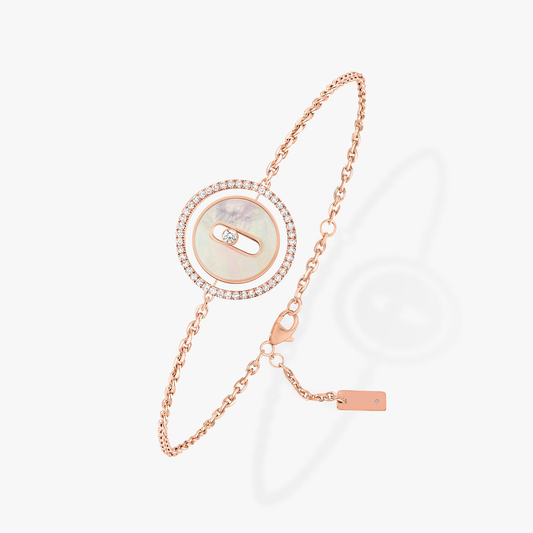 [Regal Jewels]LUCKY MOVE WHITE MOTHER OF PEARL PINK GOLD DIAMOND BRACELET