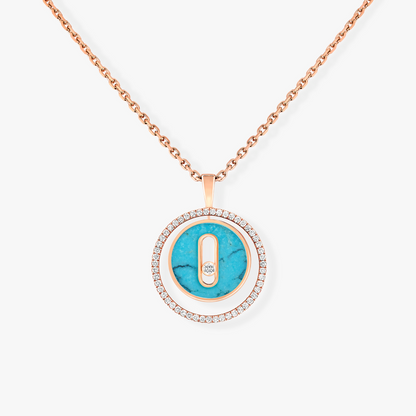 [Regal Jewels]LUCKY MOVE 1 DIAMOND TURQUOISE PINK GOLD DIAMOND NECKLACE