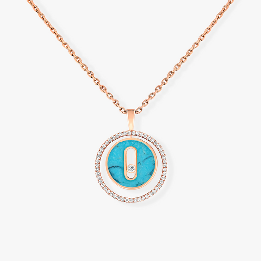 [Regal Jewels]LUCKY MOVE 1 DIAMOND TURQUOISE PINK GOLD DIAMOND NECKLACE
