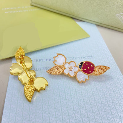 [Regal Jewels] Petal Leaf Ladybug Brooch
