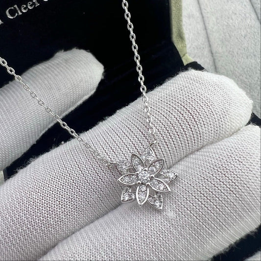 [Regal Jewels] Full Diamond Hollow Lotus Necklace Set