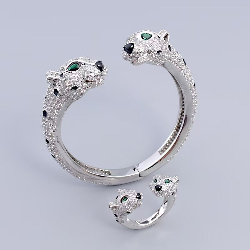 [Regal Jewels] Full Diamond Panther Bangle & Ring