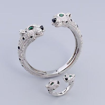 [Regal Jewels] Full Diamond Panther Bangle & Ring