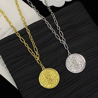 [Regal Jewels]Double-Chain Disc Pendant Necklace