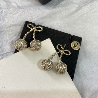 [Regal Jewels] Cherry Crystal Pavé Necklace & Stud Earrings& SeracelettB