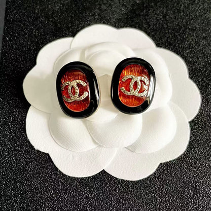 [Regal Jewels]Amber & Glass Stud Earrings