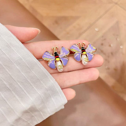 [Regal Jewels] Ladybug Enamel & Faux Pearl Clip-On Earrings