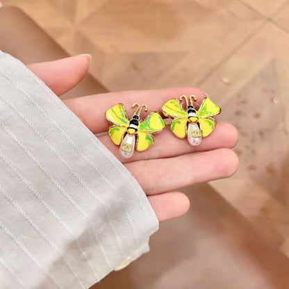 [Regal Jewels] Ladybug Enamel & Faux Pearl Clip-On Earrings