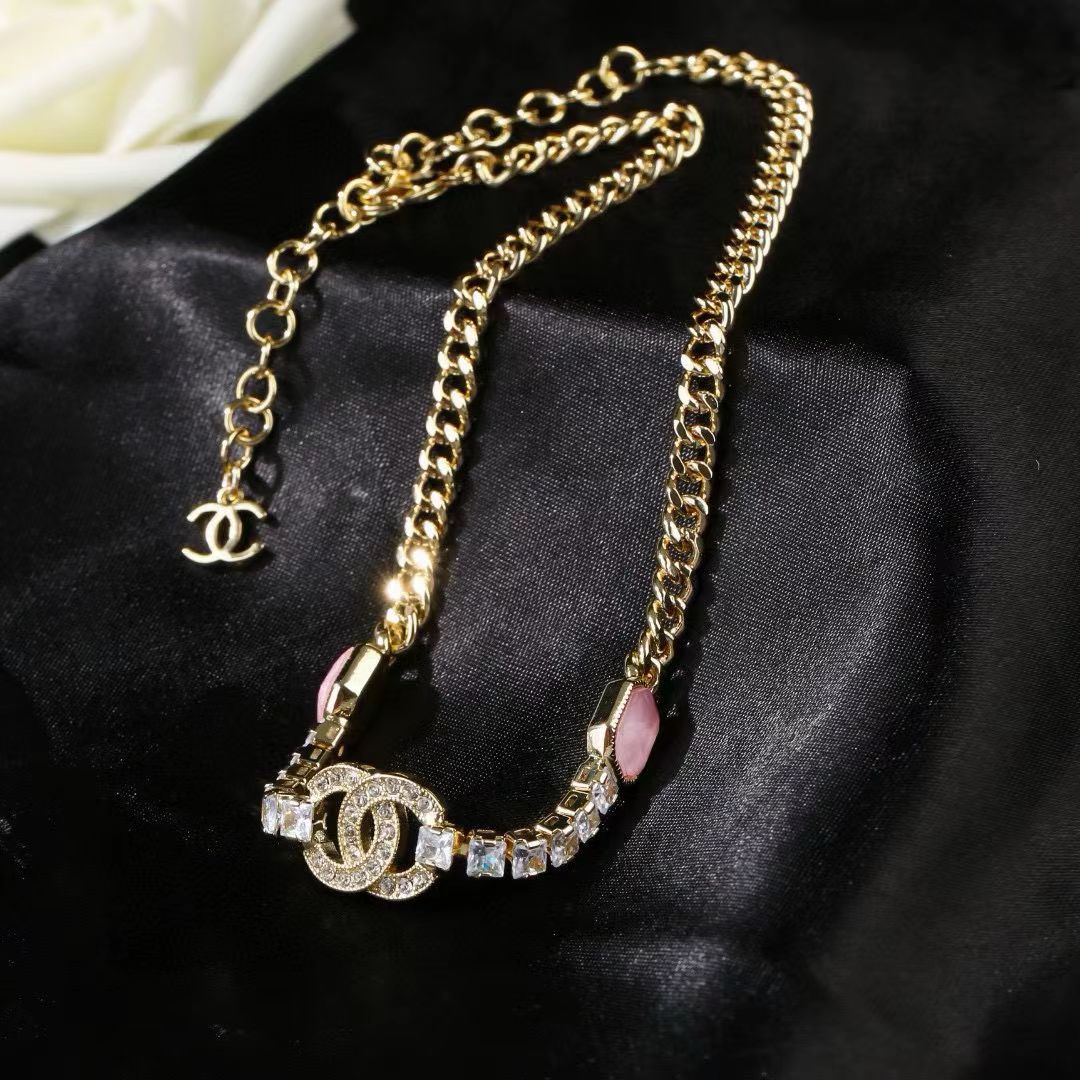 [Regal Jewels]Pink Sugar Cube Double CC Crystal Choker