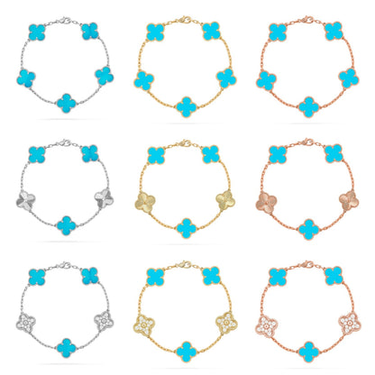 [Regal Jewels]CLOVER 5 MOTIF TURQUOISE BRACELET COLLECTION