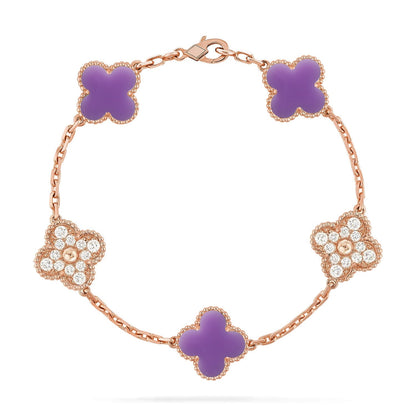 [Regal Jewels]CLOVER 5 MOTIF LIGHT PURPLE BRACELET COLLECTION
