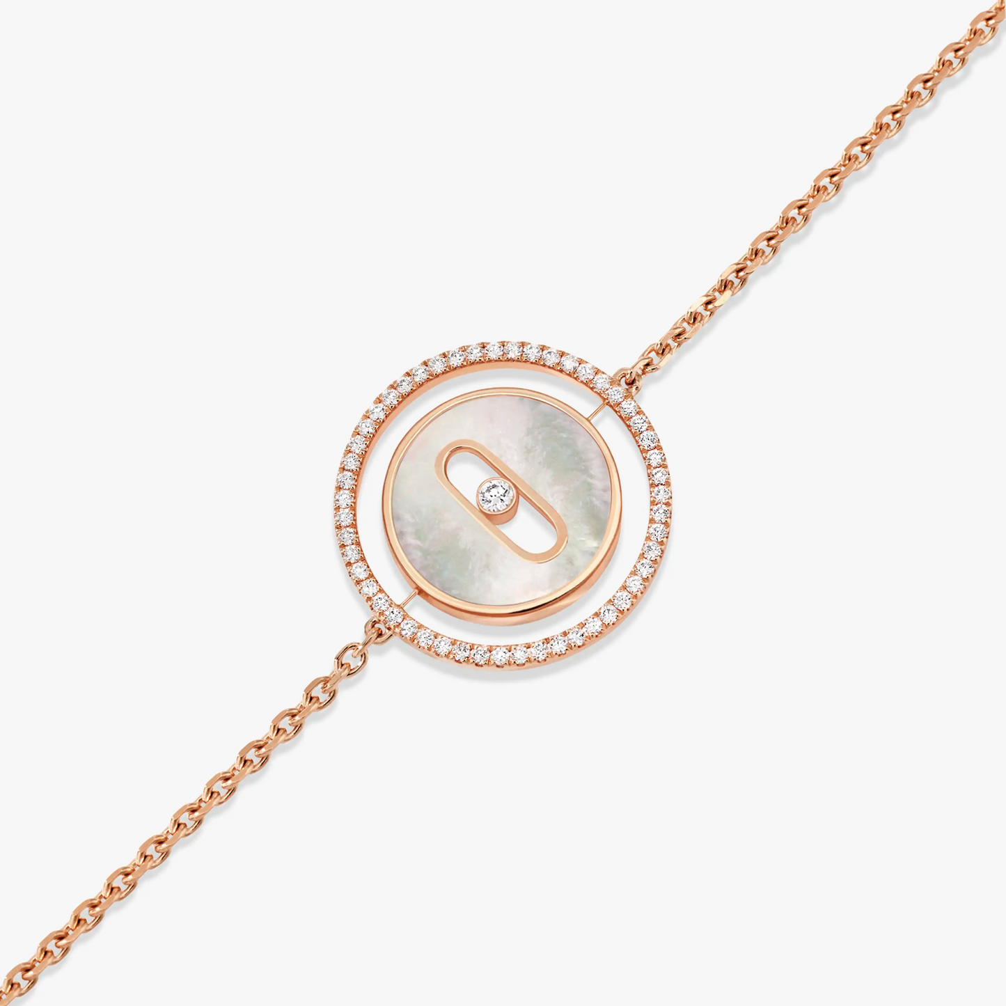 [Regal Jewels]LUCKY MOVE WHITE MOTHER OF PEARL PINK GOLD DIAMOND BRACELET