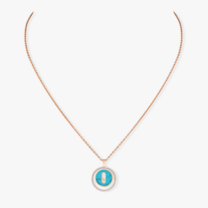 [Regal Jewels]LUCKY MOVE 1 DIAMOND TURQUOISE PINK GOLD DIAMOND NECKLACE