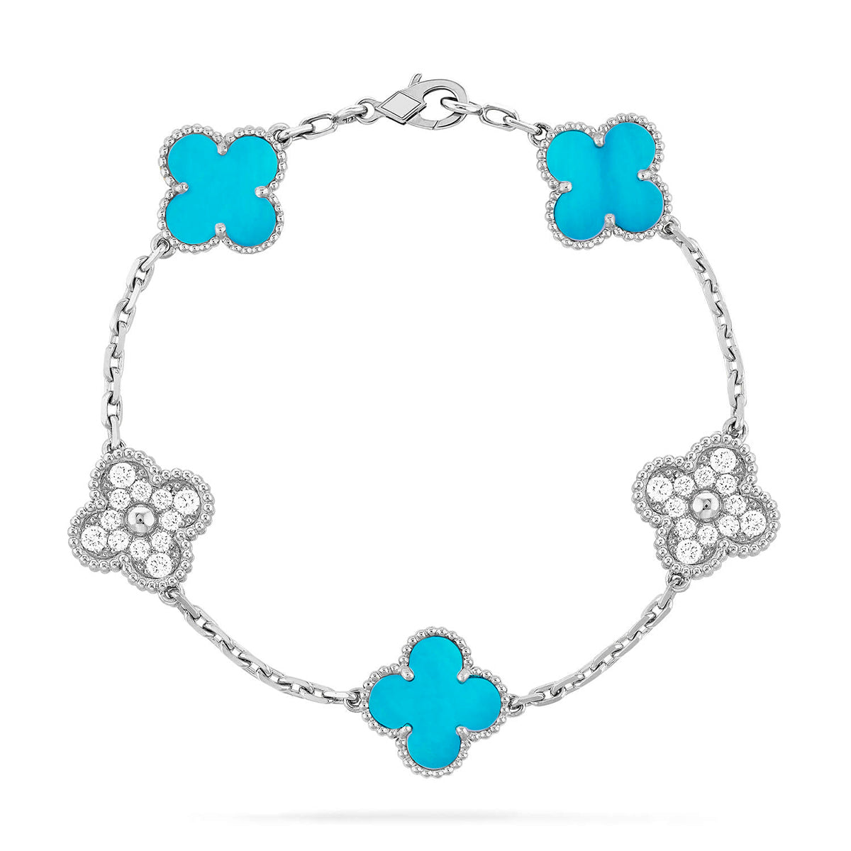 [Regal Jewels]CLOVER 5 MOTIF TURQUOISE BRACELET COLLECTION