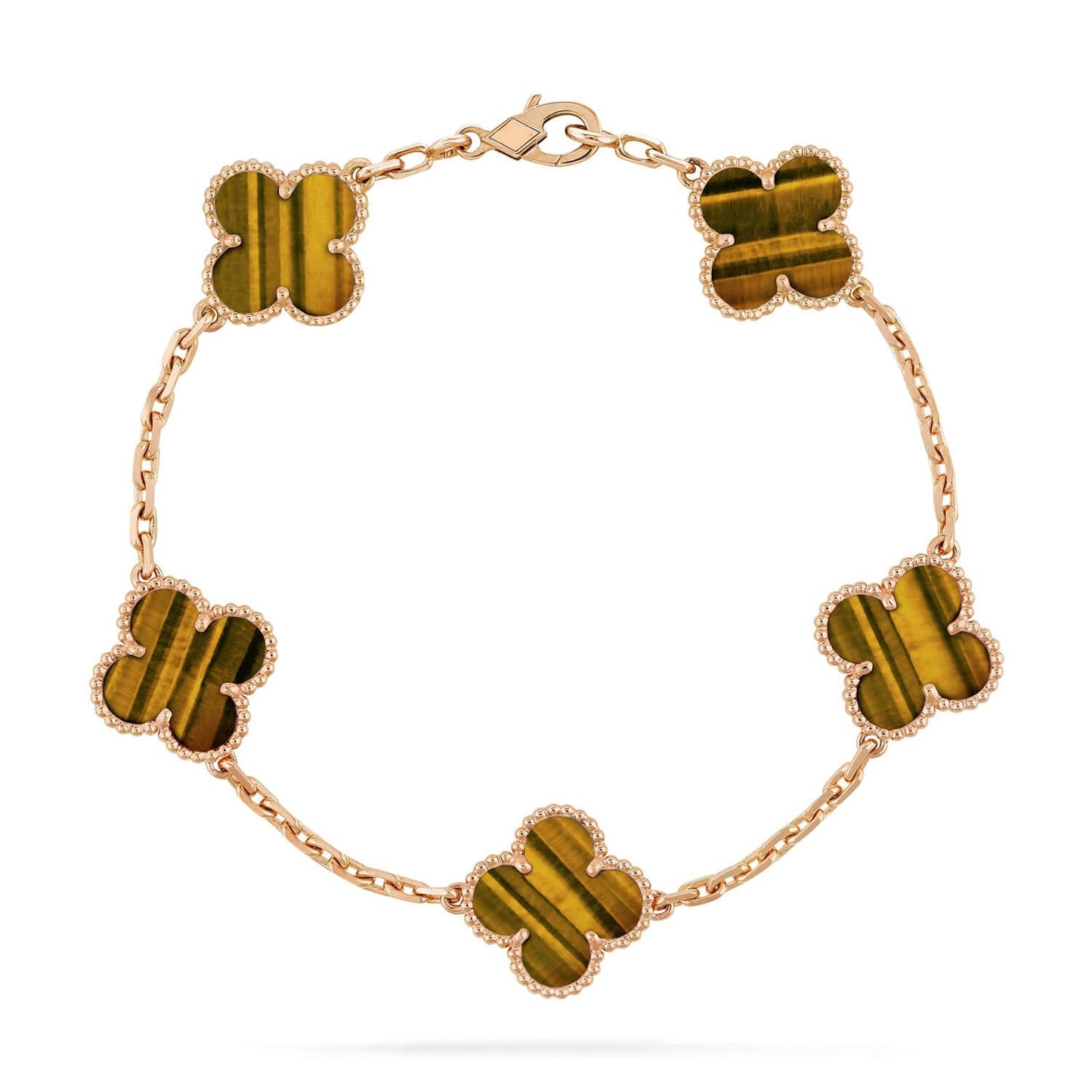 [Regal Jewels]CLOVER 5 MOTIFS TIGER EYE BRACELET COLLECTION