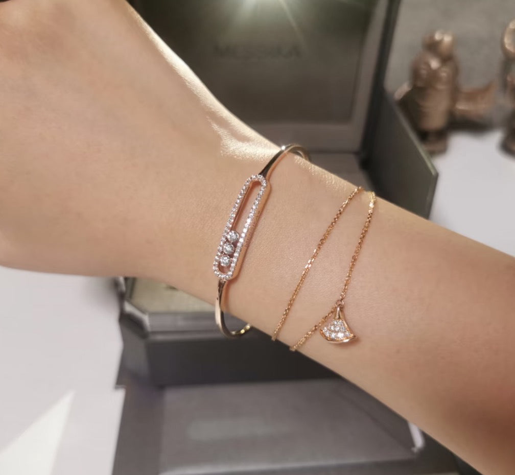 [Regal Jewels]Move Pavé Diamond Bangle Bracelet M