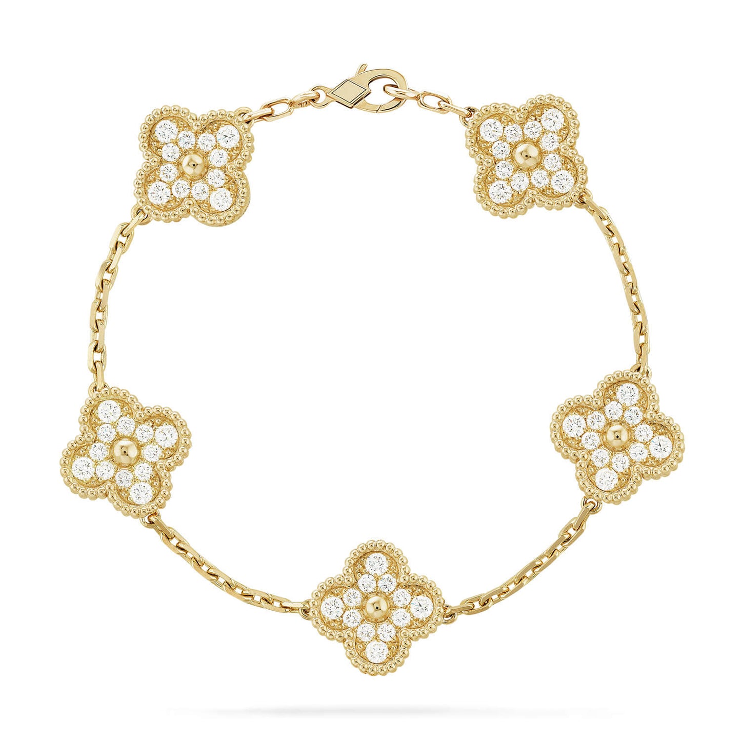 [Regal Jewels]CLOVER 5 MOTIF FULL DIAMOND BRACELET COLLECTION