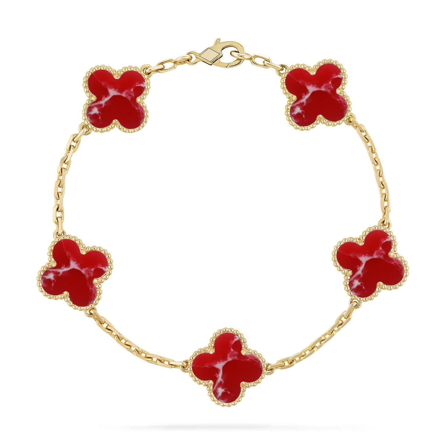 [Regal Jewels]CLOVER 5 MOTIF RED PATTERN BRACELET COLLECTION