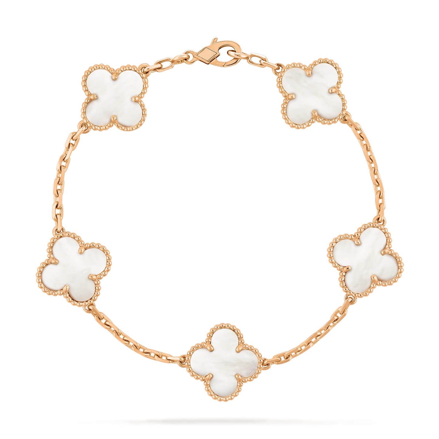 [Regal Jewels]CLOVER  5 MOTIF WHITE MOP BRACELET