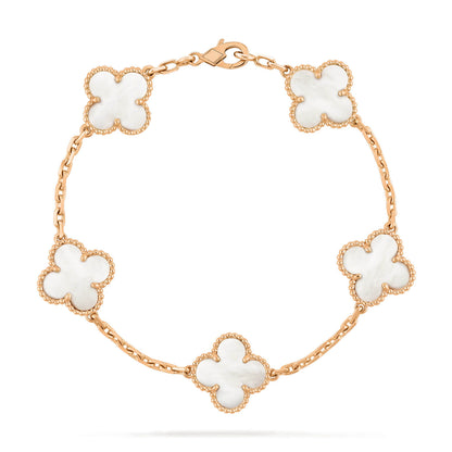 [Regal Jewels]CLOVER  5 MOTIF WHITE MOP BRACELET