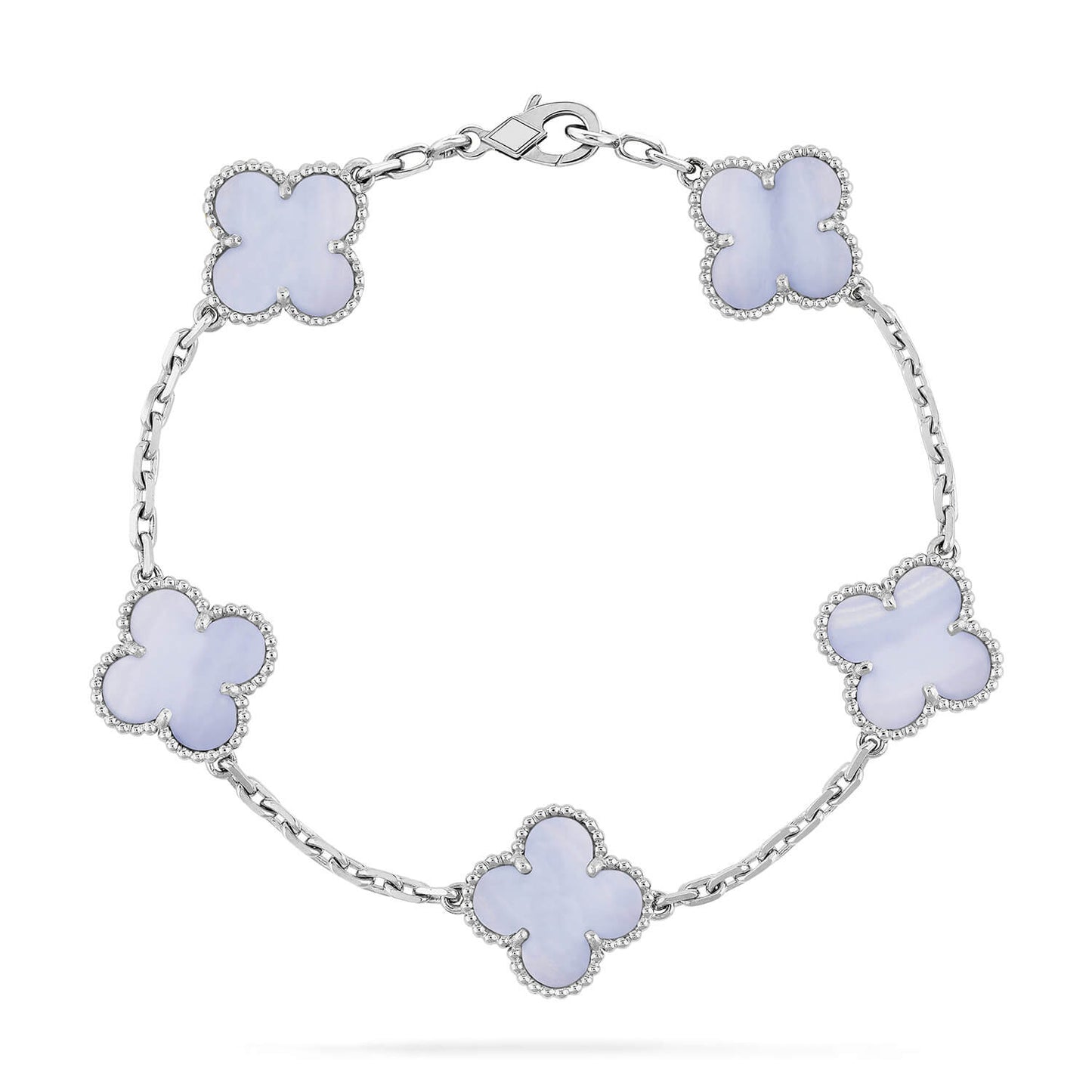 [Regal Jewels]CLOVER  5 MOTIF PURPLE CHALCEDONY BRACELET SILVER