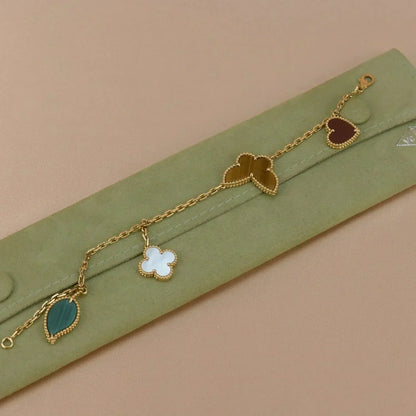 [Regal Jewels]LUCKY SPRING 5 MOTIF GOLD BRACELET