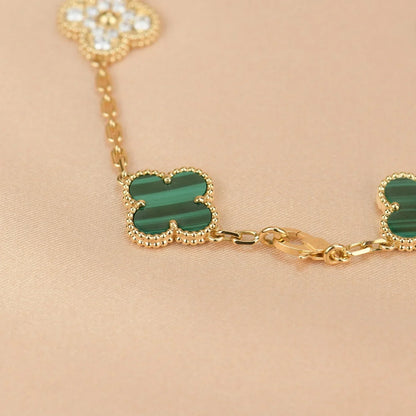 [Regal Jewels]CLOVER 5 MOTIF MALACHITE BRACELET COLLECTION