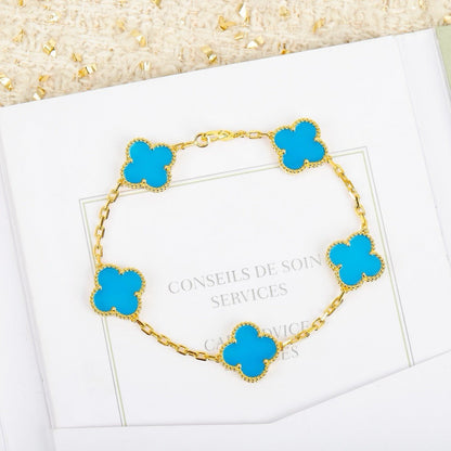 [Regal Jewels]CLOVER 5 MOTIFS TURQUOISE BRACELET