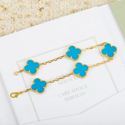 [Regal Jewels]CLOVER 5 MOTIF TURQUOISE BRACELET COLLECTION