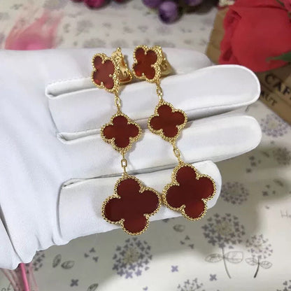 [Regal Jewels]CLOVER 3 MOTIF CARNELIAN DROP EARRINGS