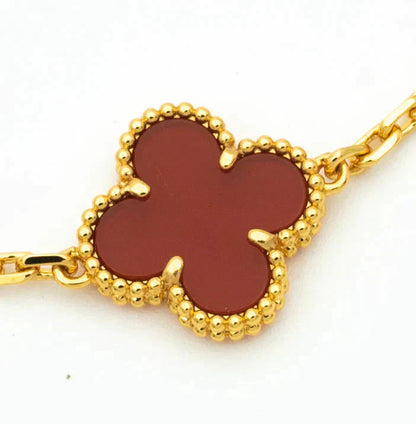[Regal Jewels]CLOVER 5 MOTIFS CARNELIAN DIAMOND BRACELET