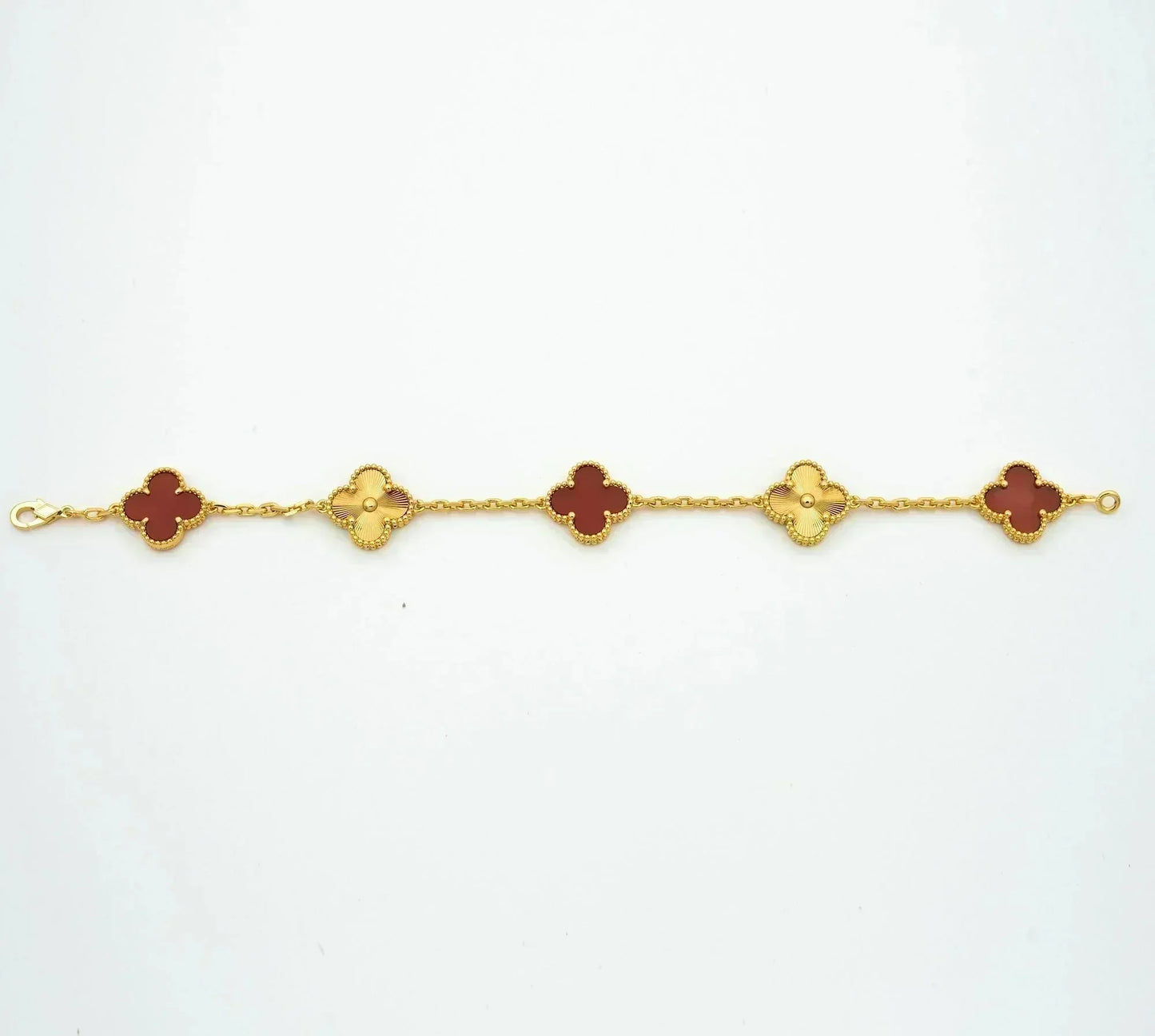 [Regal Jewels]CLOVER  5 MOTIFS CARNELIAN GOLD BRACELET